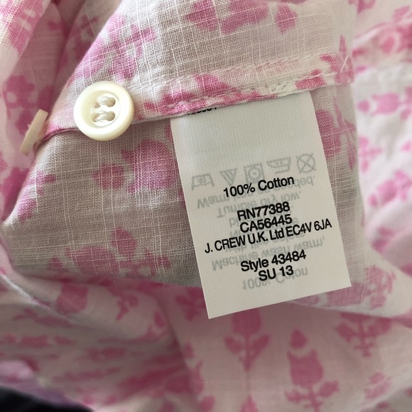 J. Crew Thistle Print Pink/Red Popover Blouse - Picture 6 of 6